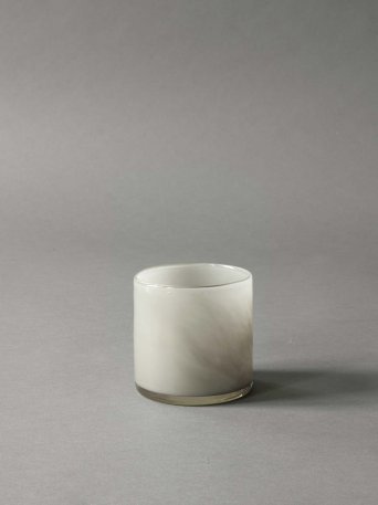 warm grey candleholder made of glass