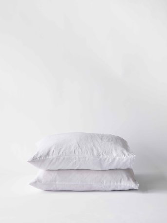 Bleached white linen pillowcase