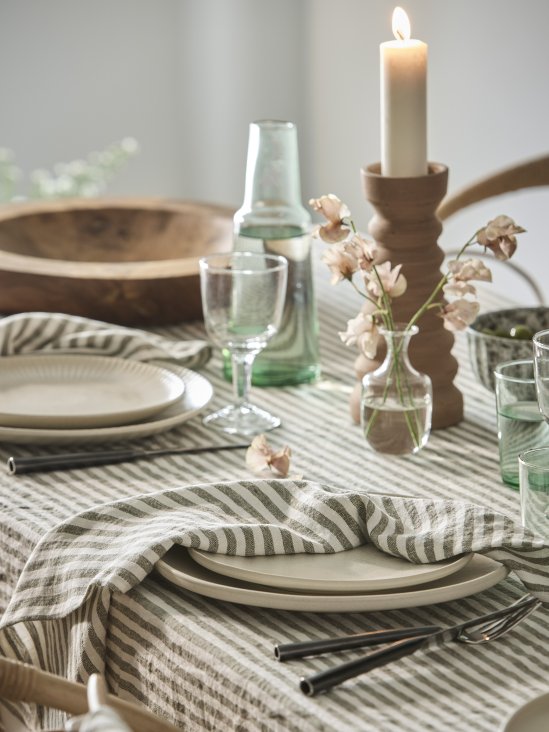 Leon linneduk - randig 145x330