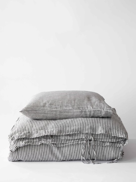 Duvet cover linen 240x220 - grey white