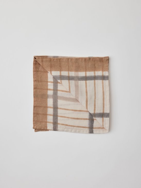 Linen napkin brown blockprint - Tell Me More