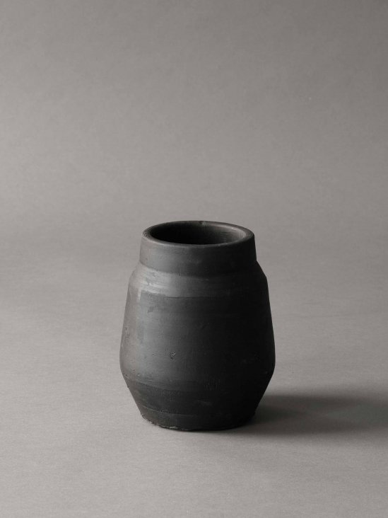 Handmade pot made of black clay