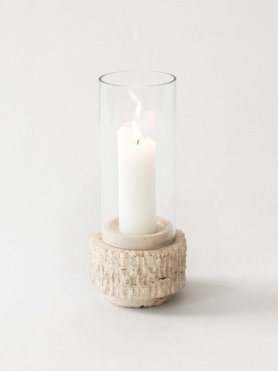 Travertine candle holder