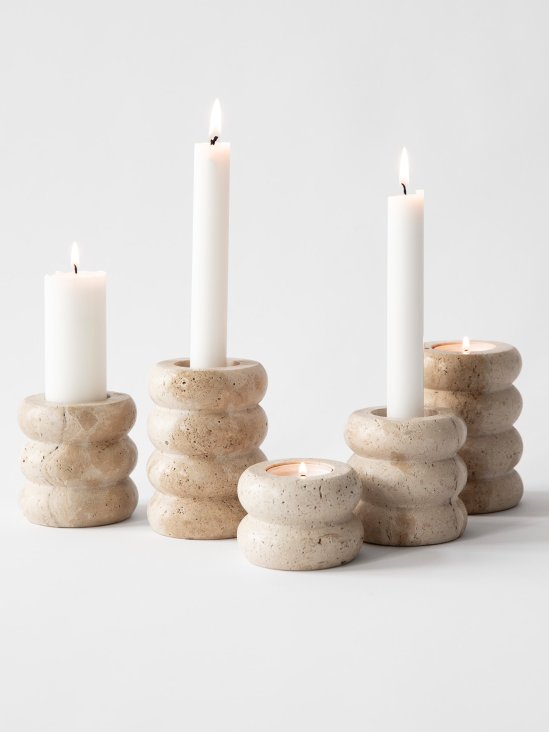 Travertine candleholder Medium